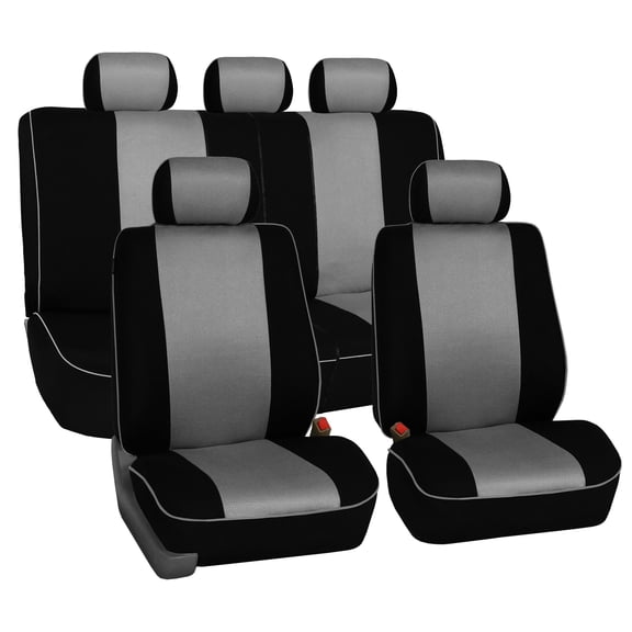 FH Group Edgy Piping Padded Car Seat Covers Fit For Car Truck SUV Van - Full Set