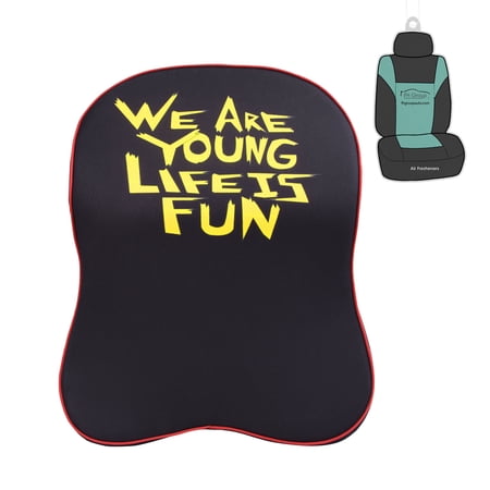 FH Group Fast Line Headrest Memory Foam Black Cushion with Air Freshener (AFLF1001BLACK)