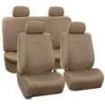 thumbnail image 1 of FH Group Faux Leather Airbag Compatible and Split Bench Car Seat Covers, Full Set, Tan, 1 of 6