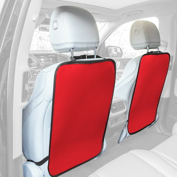 FH Group Faux Leather Auto Seat Back Kick Protectors, Heavy Duty Car Kick Mats for Kids – 2-Pack Waterproof Protection from Dirt, Mud, Easy to Clean - Red