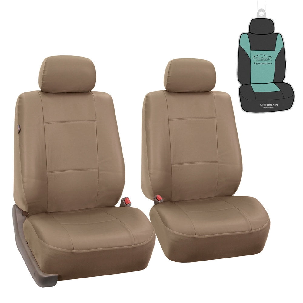 FH Group Faux Leather Car Seat Cover, Universal Tan Front Set Seat