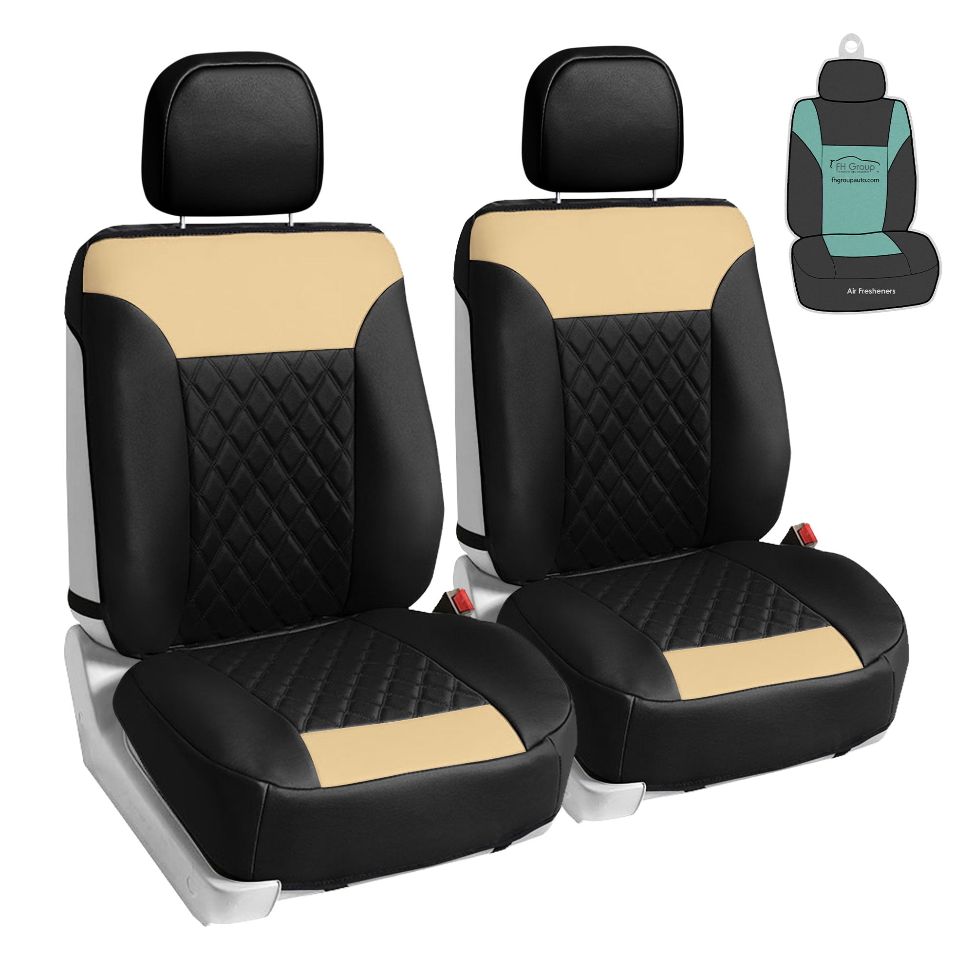 FH Group Universal 23 in. x 1 in. x 47 in. Fit Luxury Front Seat Cushions with Leatherette Trim for Cars, Trucks, SUVs or Vans, Gray