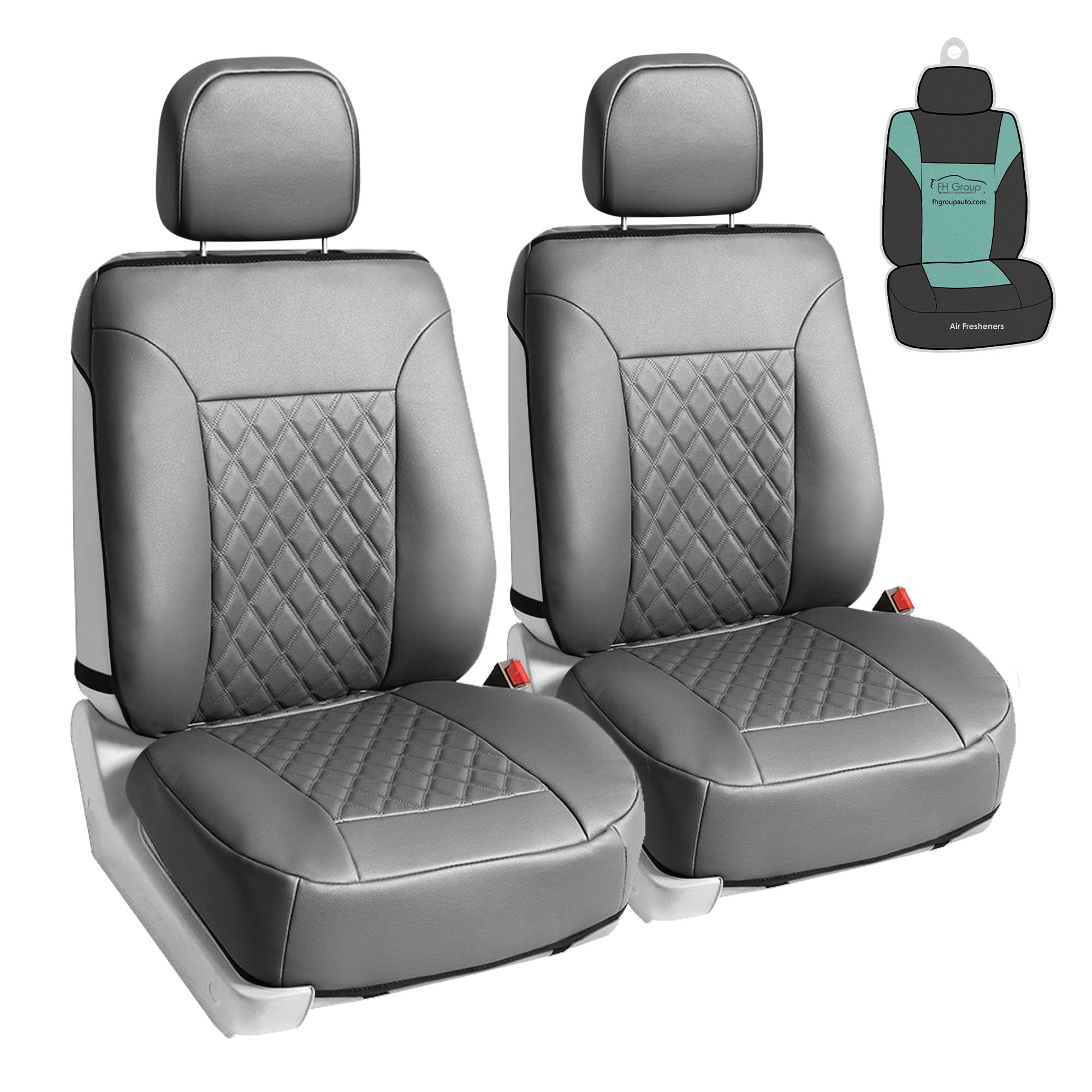 FH Group Car Seat Cushion – Durable PU Leather Car Seat Cushions, 2 Piece Front Set Car Seat Cushion, Bottom Seat Protector, Water Resistant Car