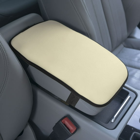 FH Group Faux Leather Center Console Armrest Cushion, Luxury Seat Box Cover Protector for Most Cars, Trucks, and SUVs -  Beige