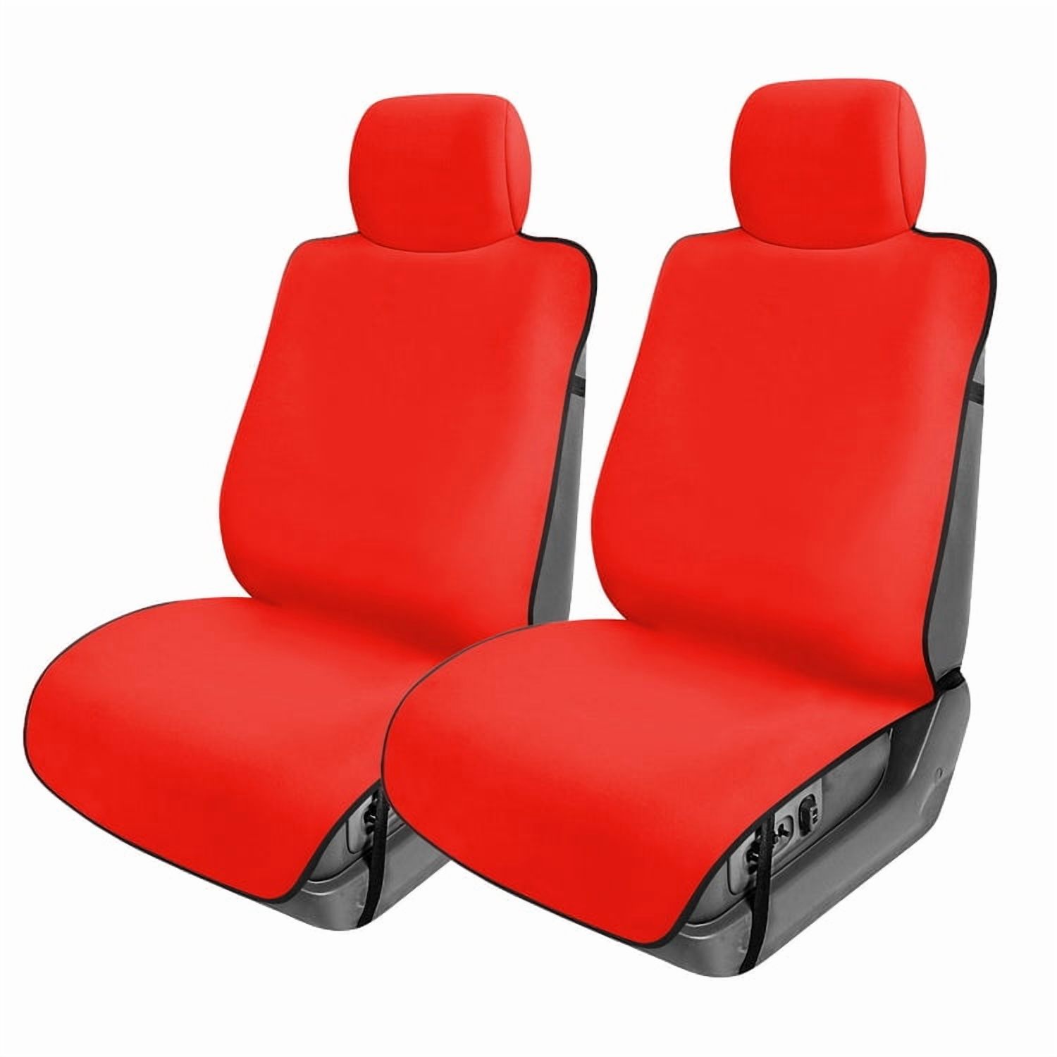 FH Group Faux Leather Universsal Fit Car Seat Protector Waterproof & Sweatproof for Dog, Kid, Beach - 2Pc Red