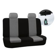 FH Group Flat Cloth Car Seat Cover, Universal Gray Rear Set Seat Covers with Air Freshener