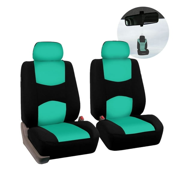 FH Group Flat Cloth Car Seat Cover, Universal Mint Front Set Seat Covers with Air Freshener
