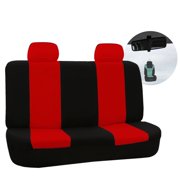 FH Group Flat Cloth Car Seat Cover, Universal Red Rear Set Seat Covers with Air Freshener