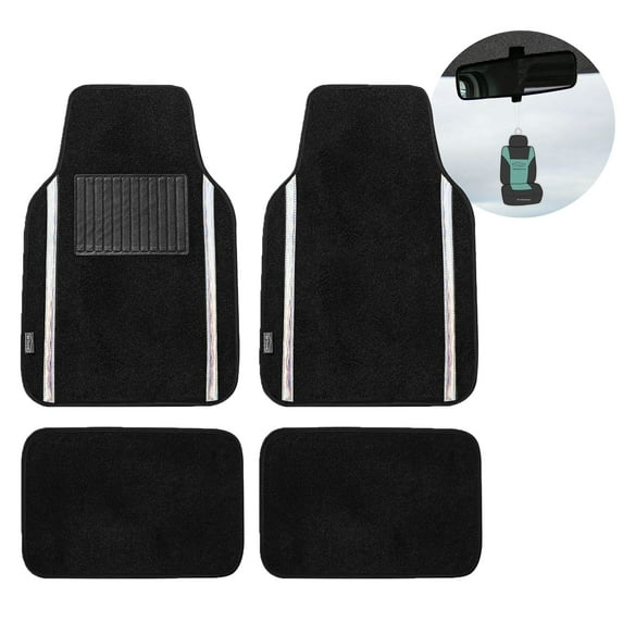 FH Group Galaxy13 Carpet White Car Floor Mats, Universal Fit 4pc Full Set with Air Freshener
