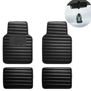 FH Group Heavy Duty 4pcs Universal Faux Leather Black Car Floor Mats w. Air Freshener