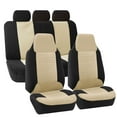thumbnail image 1 of FH Group Highback Trendy Corduroy Car Seat Covers for Car SUV, 4 Headrest Full Set, Beige and Black, 1 of 7