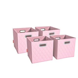 Neon Pink Collapsible Fabric Storage Cubes Bins with Handles Square Closet  Organizer Waterproof Lining for Home Office Bedroom 15.75x10.63x6.96 Inches