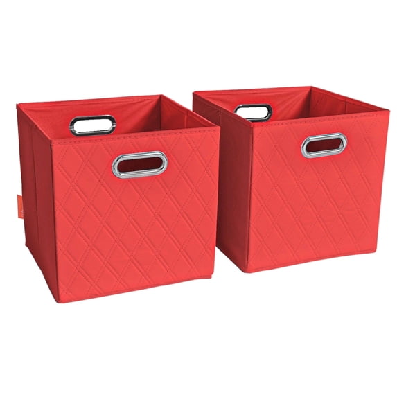 FH Group Jiaessentials 11 inch Leather Closet Organizers, 2pc Red Storage Cube Bins with Air Freshener