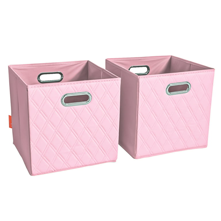 FH Group Jiaessentials 13 inch Leather Closet Organizers, 2pc Pink Storage  Cube Bins with Air Freshener