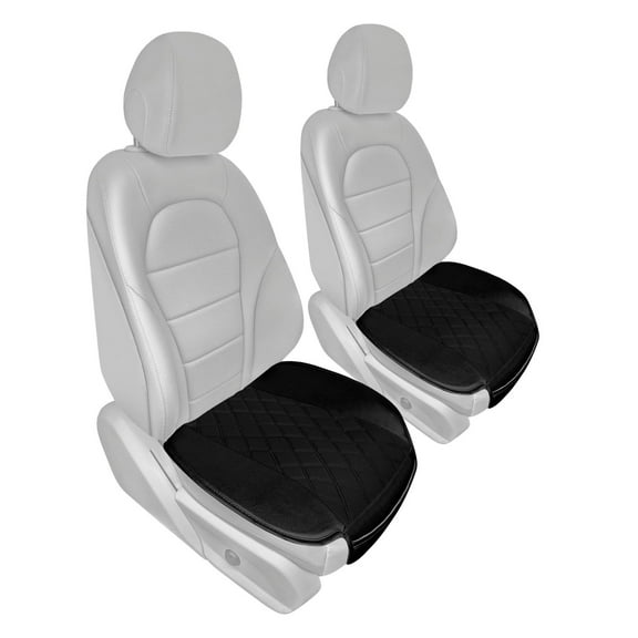 FH Group Leather Neosupreme Seat Cushion Pad With Front Pocket For Car Truck SUV Van Black - 2Pc