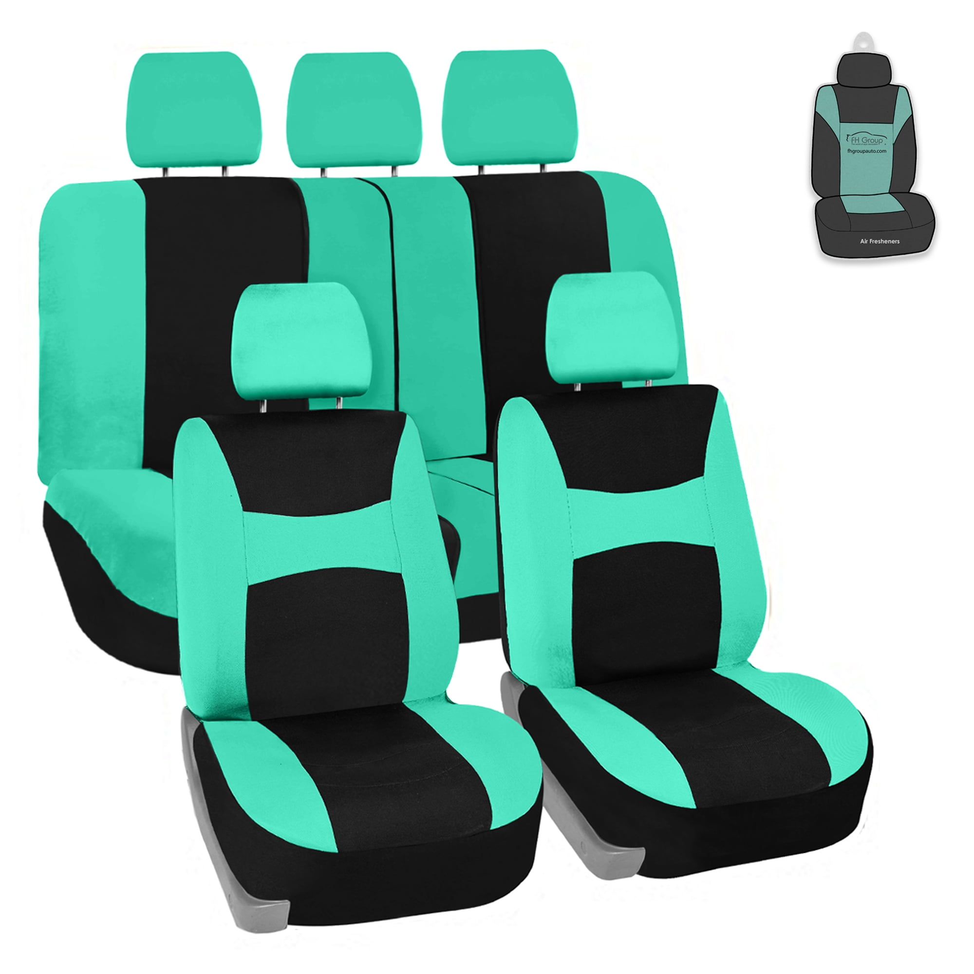 FH Group Light  Breezy AFFB030MINT115ST Mint Flat Cloth Full Set Car Seat  Cover with Air Freshener