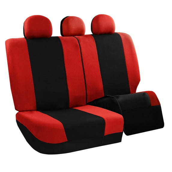 FH Group Light & Breezy Flat Cloth Car Seat Cover Set For Car Truck SUV Van Red - Rear