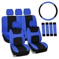 thumbnail image 1 of FH Group Light & Breezy Flat Cloth Car Seat Cover, Universal Blue Full Set Seat Covers with Air Freshener, 1 of 9