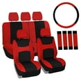 thumbnail image 1 of FH Group Light & Breezy Flat Cloth Car Seat Cover, Universal Red Full Set Seat Covers with Air Freshener, 1 of 9