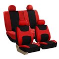 thumbnail image 1 of FH Group Light & Breezy Seat Covers for Auto, 4 Headrests Full Auto Seat Covers Set, Red and Black, 1 of 6