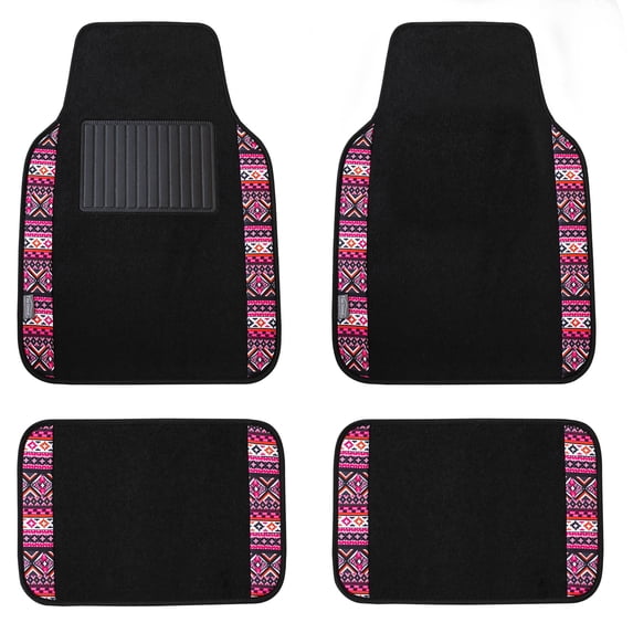 FH Group Mesa11 Universal Fit Premium Carpet Car Floor Mats Front & Rear - Pink Full Set