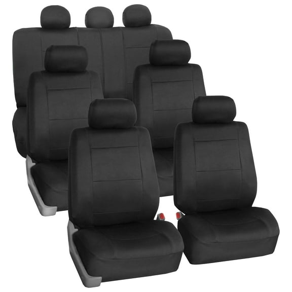 FH Group Neoprene 3 Row Car Seat Covers For SUV VAN TRUCK, Airbag Compatible Split Bench 7 Seaters, Black