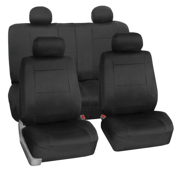 FH Group Neoprene Universal Car Seat Covers Fit For Car Truck SUV Van - Full Set Black