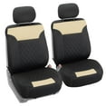 thumbnail image 1 of FH Group Neosupreme Front Bucket Seat Covers Auto Car SUV Beige Black w/ Free Air Freshener - 2 Front Seats, 1 of 7