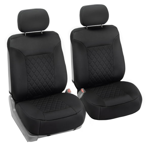 FH Group Neosupreme Front Bucket Seat Covers Auto Car SUV Black w/ Free Air Freshener - 2 Front Seats