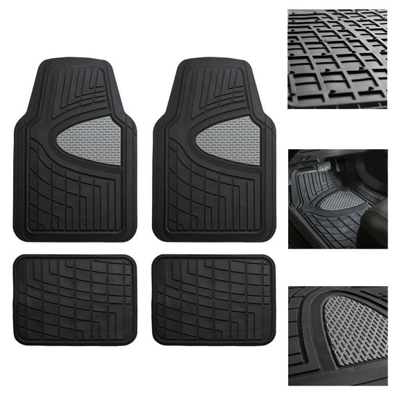 FH Group New 4pcs Floor Mats Set For Car Truck Mat Set Gray with Free Gift