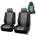 FH Group PU Leather Car Seat Cover, Universal Fit Gray Black Front Set