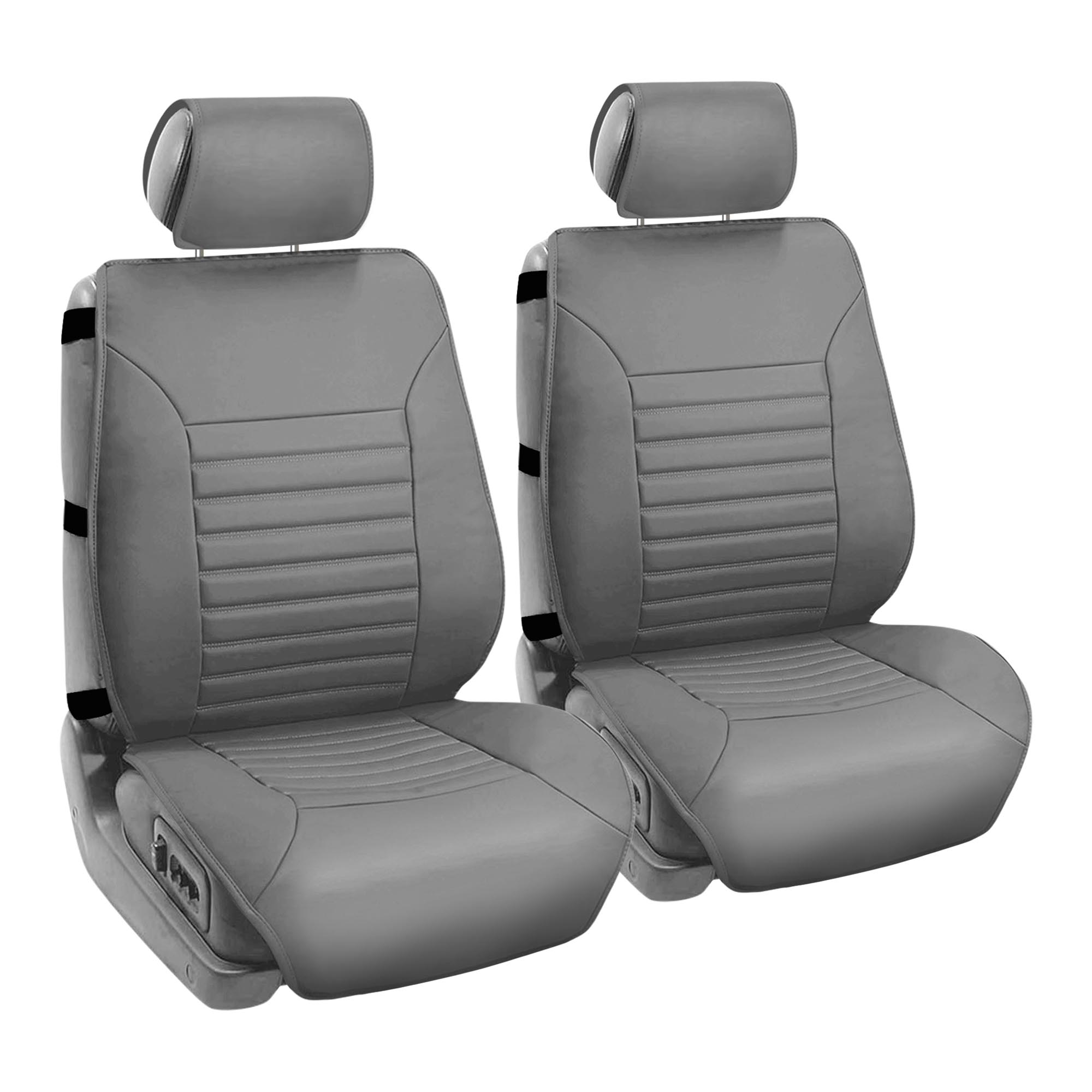 FH Group PU206102GRAY Gray Leather Car Seat Covers for SUV Van Front