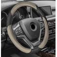 thumbnail image 1 of FH Group Perforated Genuine Leather Steering Wheel Cover Fits 14.5 - Beige/Black, 1 of 4