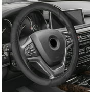 FH Group Perforated Genuine Leather Steering Wheel Cover Fits 14.5 - Black
