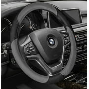 FH Group Perforated Genuine Leather Steering Wheel Cover Fits 14.5 - Gray/Black
