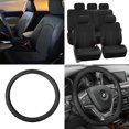 thumbnail image 1 of FH Group, Perforated Leather Seat Covers for Auto Car Sedan SUV, Full Set with Leather Steering Wheel Cover, 8 Colors, 1 of 8