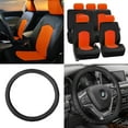 thumbnail image 1 of FH Group, Perforated Leather Seat Covers for Auto Car Sedan SUV, Full Set with Leather Steering Wheel Cover, 8 Colors, 1 of 8