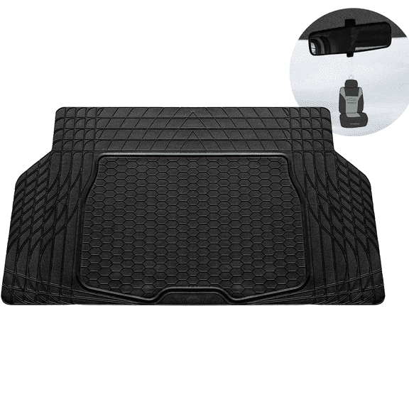 FH Group Premium Climaproof Vinyl Car Floor Mat, Universal 1 pc Black Trunk Cargo Liner with Air Freshener