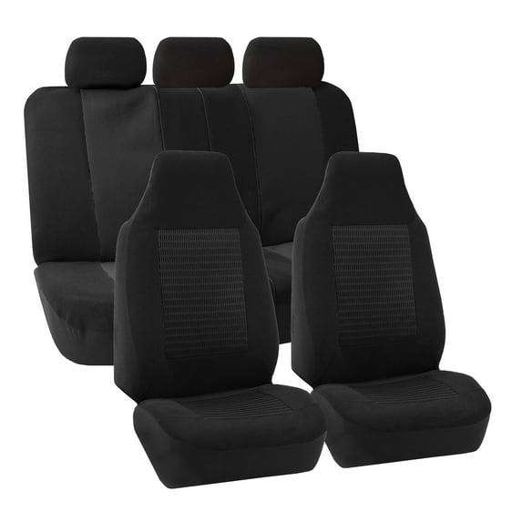 FH Group Premium Fabric Universal Seat Covers Fit For Car Truck SUV Van Black - Full Set