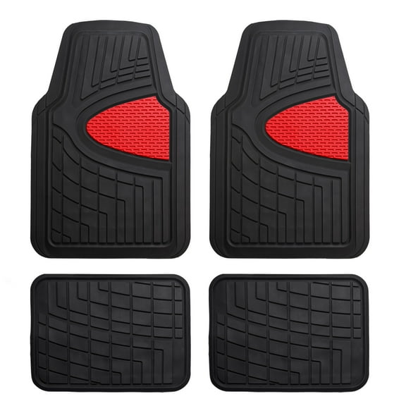 FH Group Premium Floor Mats Tall Channel Trimmable Rubber Mats - Full Set
