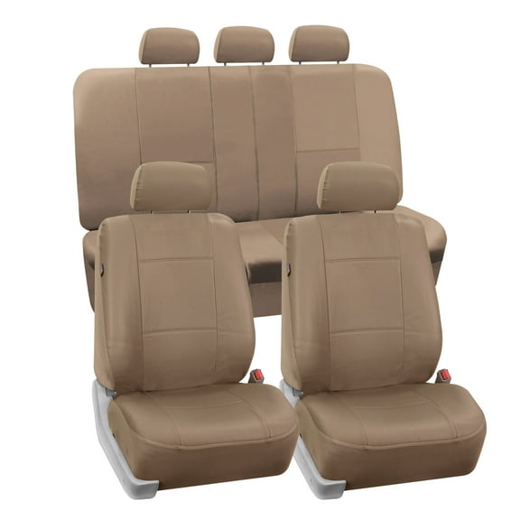 FH Group Premium PU Leather Seat Covers For Car Truck SUV Van - Full Set