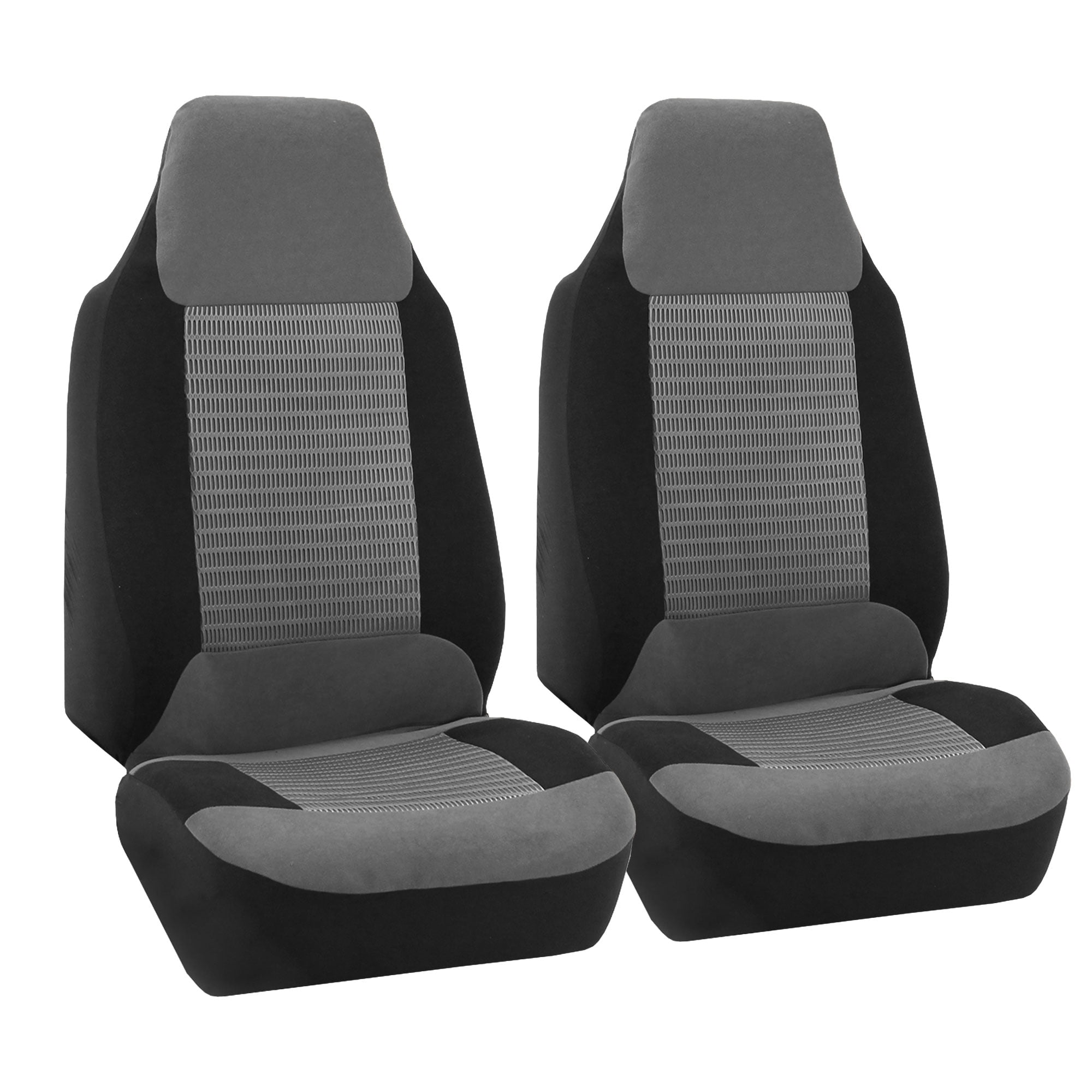 FH Group Premium Polyester Fabric Car Seat Cover, Universal Gray Front