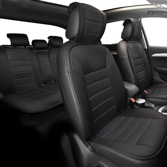 FH Group Premium Universal Car Seat Cushions Set for Car Truck SUV Van Black- Full Set