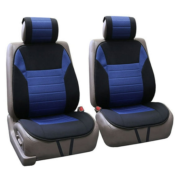 FH Group Premium Universal Fit Car Seat Cushions Set For Car Truck SUV Van Blue - Front Set
