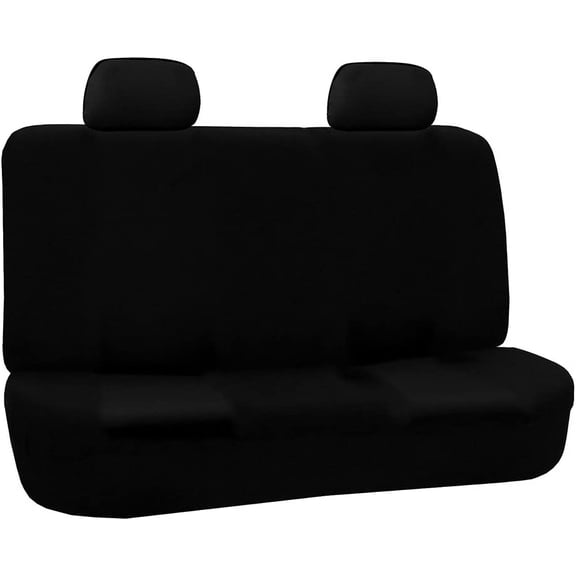 FH Group Rear Solid Bench Automotive Seat Cover | Universal Cloth Seating for SUV, Sedan, Van | Washable Car Seat Covers Interior Accessories - Black
