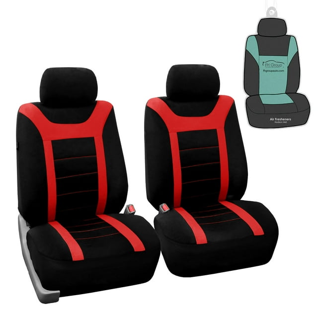 FH Group Red 3D Air Mesh Front Set Car Seat Cover with Air Freshener