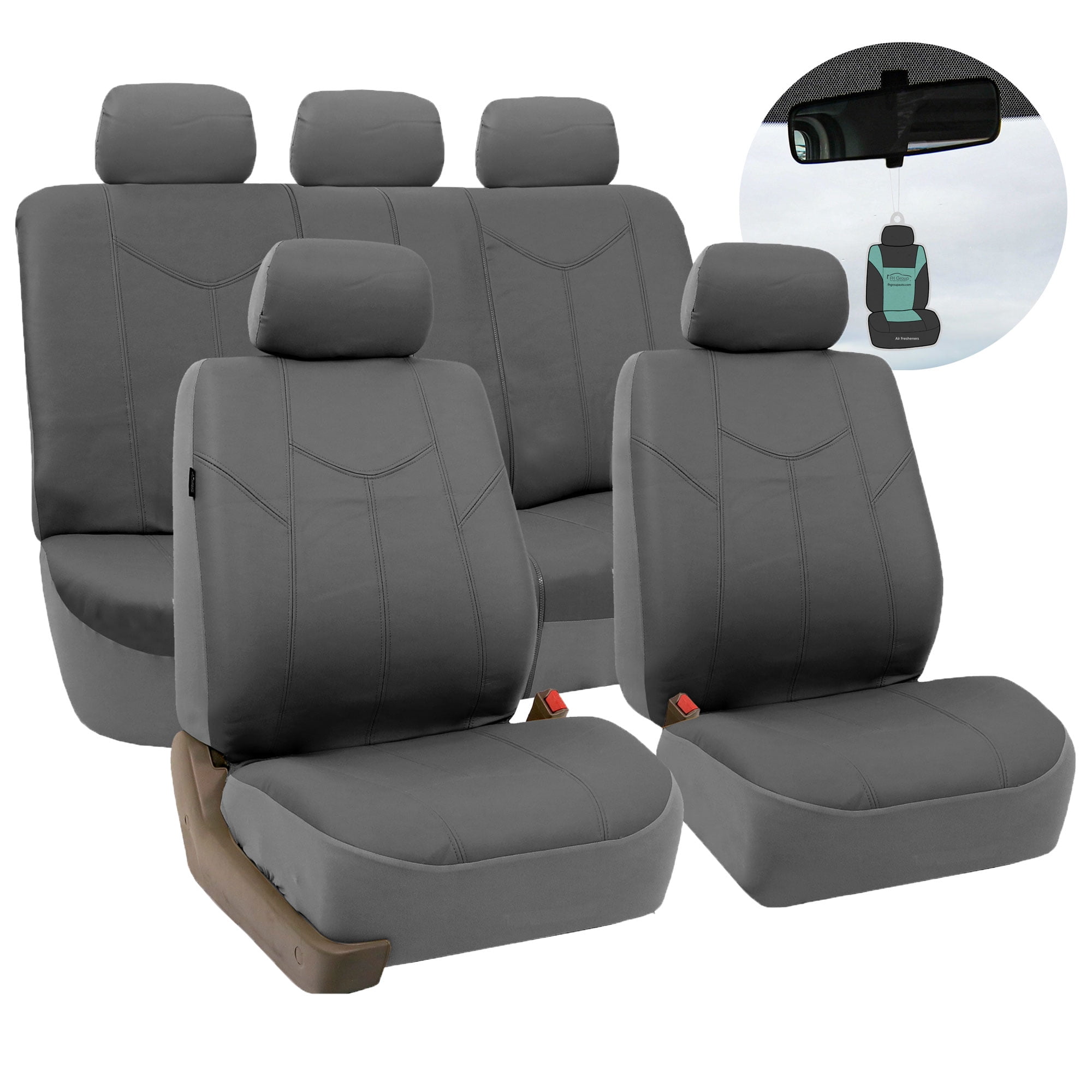 FH Group Rome PU Leather Full Set Seat Covers with Bonus Air Freshener