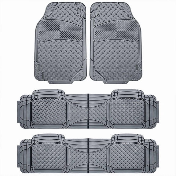 FH Group Semi Custom Trimmable Vinyl Floor Mat for SUV Van, 3 Row Full Set
