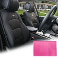 thumbnail image 1 of FH Group Solid Black Leatherette Front Bucket Seat Cushion Covers for Auto Car SUV Truck Van with Pink Dash Mat Combo, 1 of 6