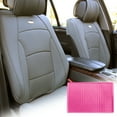 thumbnail image 1 of FH Group Solid Gray Leatherette Front Bucket Seat Cushion Covers for Auto Car SUV Truck Van with Pink Dash Mat Combo, 1 of 6